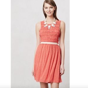 Postmark Anthropologie Orange Swiss Dot Dress